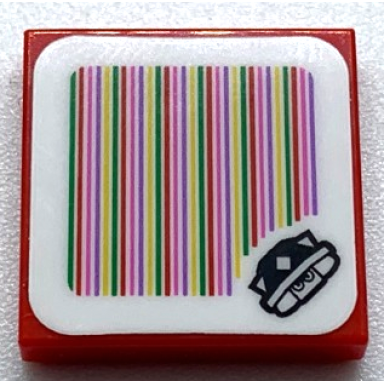 red tile 2 x 2 with super mario scanner code spiny pattern sticker - set 71361