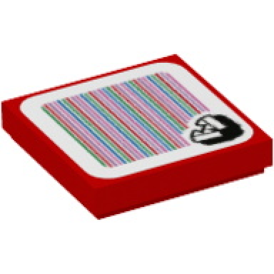 red tile 2 x 2 with super mario scanner code piranha plant pattern sticker - set 71362
