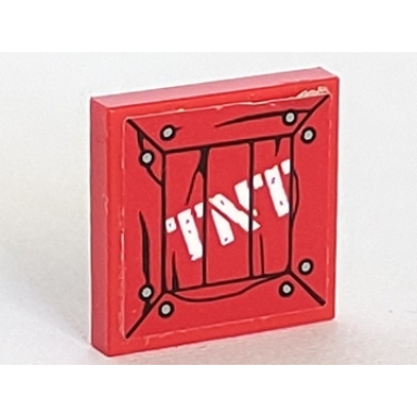 red tile 2 x 2 with white tnt on wood boards pattern sticker - set 70912