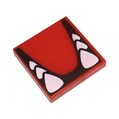 red tile 2 x 2 with sharp white teeth in black gums pattern super mario bowser lower jaw