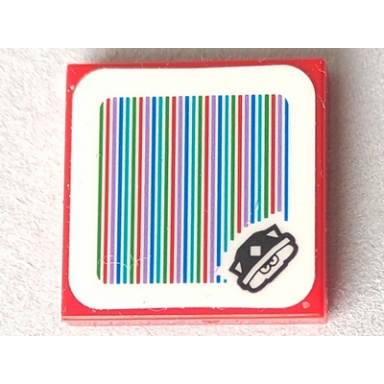 red tile 2 x 2 with super mario scanner code spiny pattern sticker - set 71382
