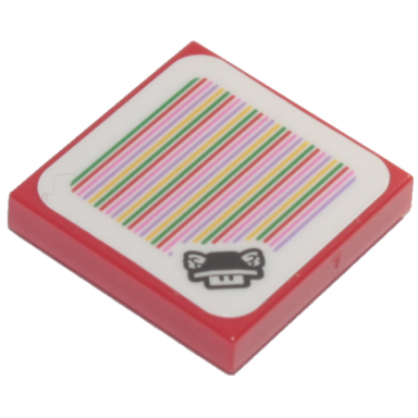 red tile 2 x 2 with super mario scanner code para-beetle pattern sticker - set 71386