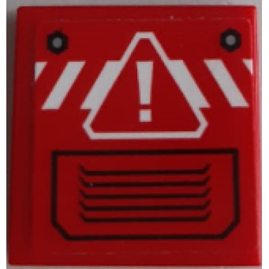 red tile 2 x 2 with danger sign on white danger stripes and black vent on red background pattern sticker - set 60185