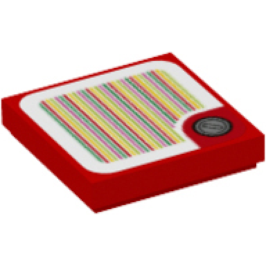 red tile 2 x 2 with super mario scanner code coin round corner pattern sticker - set 71401