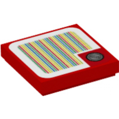 red tile 2 x 2 with super mario scanner code coin square corner pattern sticker - set 71401