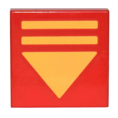 red tile 2 x 2 with yellow triangle arrow and 2 lines pattern