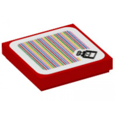 red tile 2 x 2 with super mario scanner code toady pattern sticker - set 71410