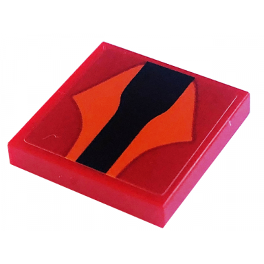 red tile 2 x 2 with black vein and orange trim pattern sticker - set 75574