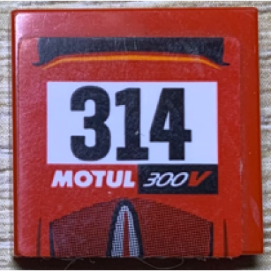 red tile 2 x 2 with black 314 and motul 300v on white stripe pattern sticker - set 75894