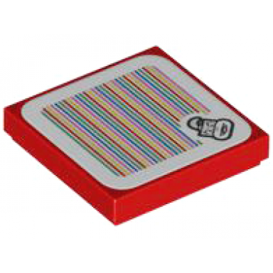 red tile 2 x 2 with super mario scanner code pom pom pattern sticker - set 71419