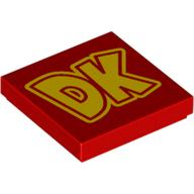 red tile 2 x 2 with yellow dk pattern