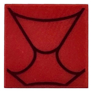 red tile 2 x 2 with dark red curved lines spider web pattern brickheadz iron spider-man face cover