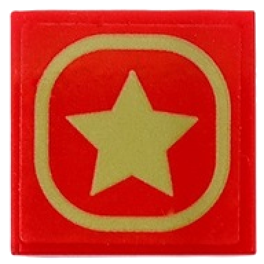 red tile 2 x 2 with gold star and border pattern sticker - set 41448