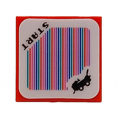 red tile 2 x 2 with super mario scanner code dk jumbo vehicle and start pattern sticker - set 72033