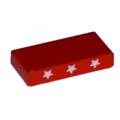 red tile 1 x 2 with three stars pattern on both edges stickers - set 5591