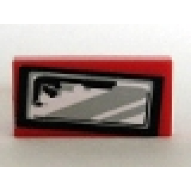 red tile 1 x 2 with mirror rear-view pattern sticker - set 8440