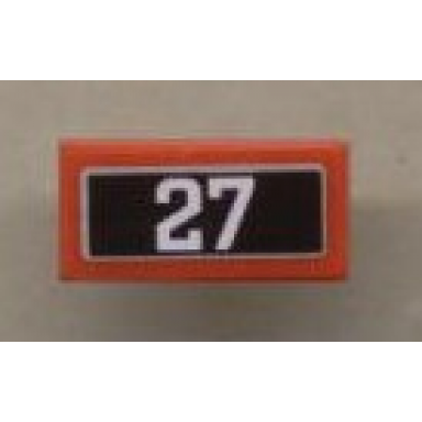 red tile 1 x 2 with 27 pattern sticker - set 10020