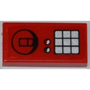 red tile 1 x 2 with phone switch and dial buttons pattern sticker - set 3368