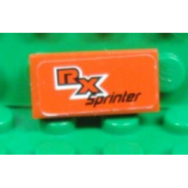 red tile 1 x 2 with rx sprinter pattern sticker - set 8655