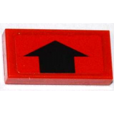 red tile 1 x 2 with black arrow short on red background pattern sticker - set 9485