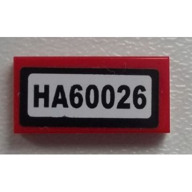 red tile 1 x 2 with ha60026 pattern sticker - set 60026