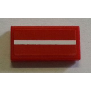 red tile 1 x 2 with white line on red background pattern sticker - set 8258
