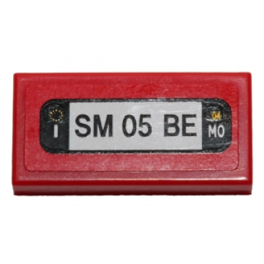 red tile 1 x 2 with sm 05 be pattern sticker - set 40191