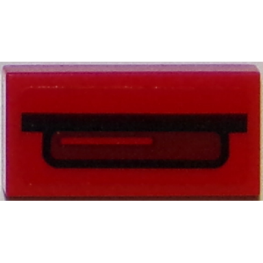 red tile 1 x 2 with chevrolet camaro spoiler center and third taillight pattern sticker - set 75874