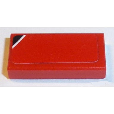 red tile 1 x 2 with black togokahn pattern model front left side sticker - set 8159