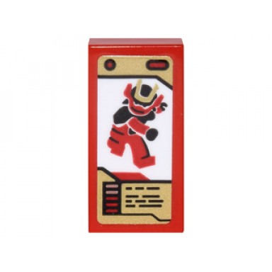 red tile 1 x 2 with ninjago trading card game samurai x pattern sticker - set 70627