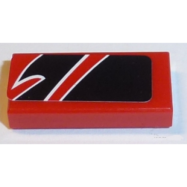 red tile 1 x 2 with black togokahn pattern model rear right sticker - set 8159