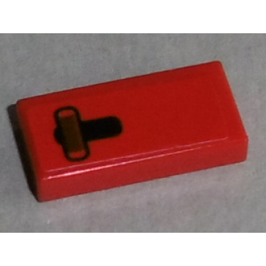 red tile 1 x 2 with black camera pattern sticker - sets 8168 8185