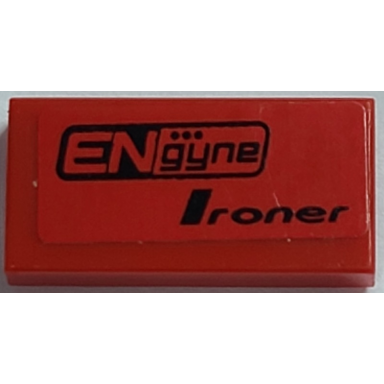 red tile 1 x 2 with engyne and ironer pattern model left side sticker - set 8182
