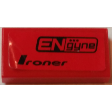 red tile 1 x 2 with engyne and ironer pattern model right side sticker - set 8182