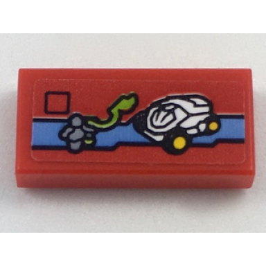red tile 1 x 2 with miniature set 70588 pattern sticker - set 40178