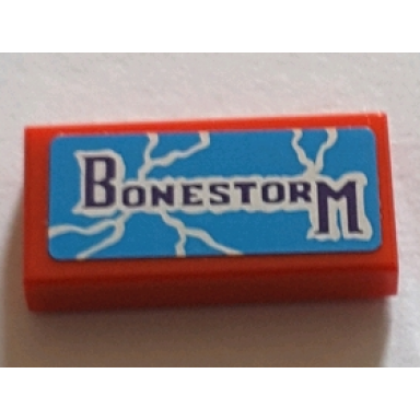 red tile 1 x 2 with bonestorm pattern sticker - set 71016