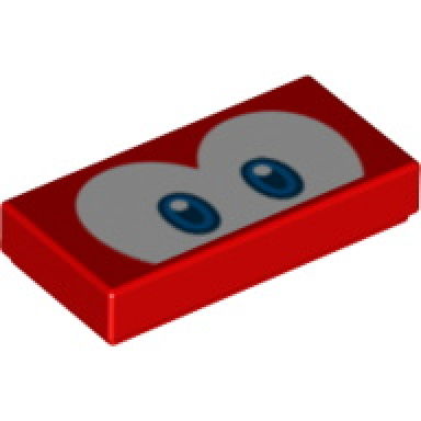 red tile 1 x 2 with blue and dark blue eyes on white background pattern super mario cheep cheep eep cheep