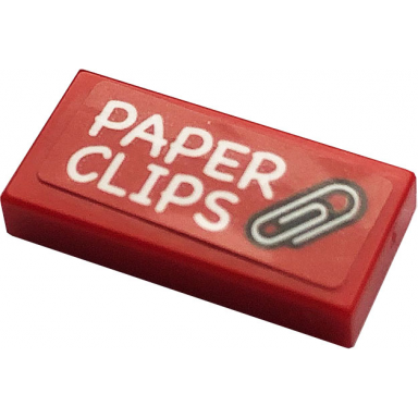 red tile 1 x 2 with paper clips and clip pattern sticker - set 21324