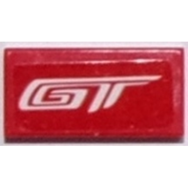 red tile 1 x 2 with white gt pattern sticker - set 75881