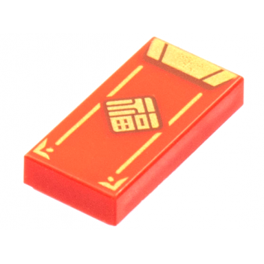 red tile 1 x 2 with envelope with gold flap diamond and trim pattern