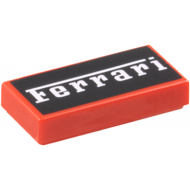 red tile 1 x 2 with white ferrari on black background pattern