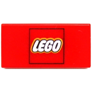 red tile 1 x 2 with lego logo pattern