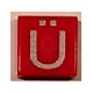 red tile 1 x 1 with silver capital letter u with diaeresis ü pattern