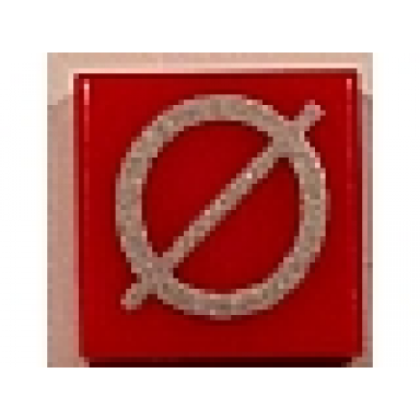 red tile 1 x 1 with silver capital letter o with stroke ø pattern