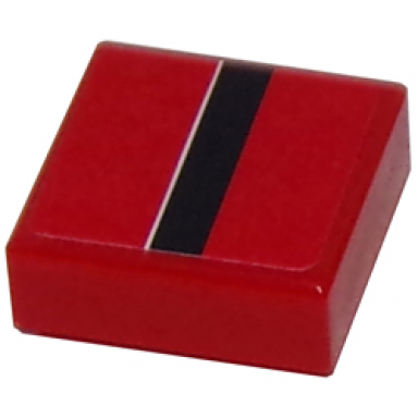 red tile 1 x 1 with black stripe with white edge on red background pattern sticker - set 8147