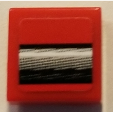 red tile 1 x 1 with silver and black center bumper pattern sticker - set 75894