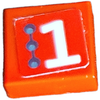 red tile 1 x 1 with white number 1 and 3 small circles pattern model right side sticker - set 75872
