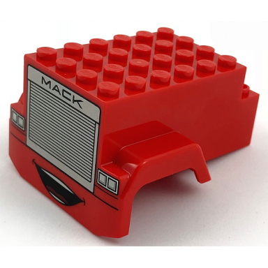 red vehicle mudguard 6 x 7 x 3 2 3 with mack on silver truck grille headlights and mouth pattern