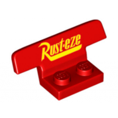 red vehicle spoiler 1 x 4 on 1 x 2 base with rust-eze pattern