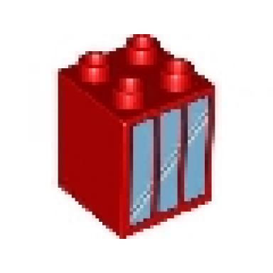red duplo brick 2 x 2 x 2 with window 3 pane pattern 3597
